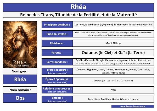 Rhéa : fiche récapitulative à consulter, télécharger et imprimer.